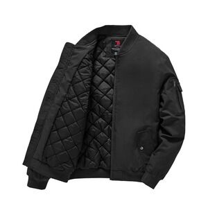 Men's Windproof Bomber Jacket Warm Quilted Sz Xl Black New